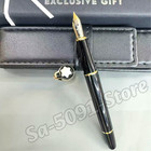 Montblanc Meisterst  ck Black Fountain Pen Gold Tone Trim W  Leather Pouch