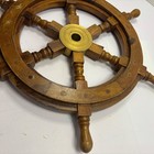 Vtg Nautical Wood Ship Wheel 18 In Brass Hub Captains Helm Wall Decor India