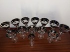 Vintage Mcm Silver Dot Cocktail Glass Set 13 Pc Martini Cordial Atomic Barware