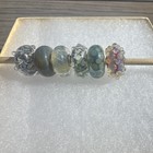 Elfbeads Rare And Retired Charms  Iridescent And Floral Theme  6 Piece Lot