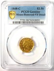 1848-c Liberty Gold Quarter Eagle  2 50 Charlotte - Certified Pcgs Vf Details