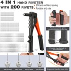 Valuemax 4-in-1 Hand Riveter rivet Gun Pop Rivet Tool Kit With 200 Rivets Steel