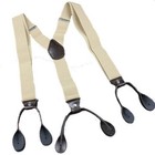 Button Holes Link Men Suspenders Brace W 6 Button Holes 2 Length Adjusters Beige