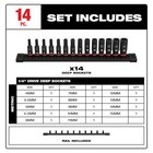 Milwaukee 49-66-7003 1 4  Drive Metric Deep 6 Point Impact Socket Set -14 Pc
