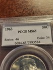 1963 Franklin Silver Half Dollar  Pcgs Ms 65  Philadelphia      Inv04    G158