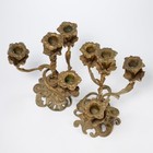 Antique Brass Garden Flower Candelabras Set Of 2 Candlesticks Candleholders Vtg