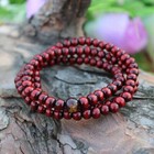 Stretch Wrap Mala Bracelet 108 6mm Buddha Red Wood Bead Buddhist Prayer Beads