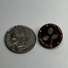 Victorian Sewing Button Three Leaf Mother Of Pearl With Pink Tone Background