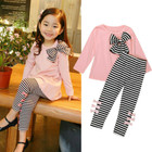 Toddler Kids Baby Girls 2pcs Clothes T Shirt Tops Striped Long Pants Outfits Set