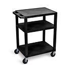 Tuffy 3-shelf Plastic poly Mobile A v Cart With Lockable Wheels Black  wt34 