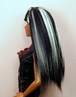 Barbie Doll Wig Size 4 Silky Viscose Ooak Custom  198 Black   White