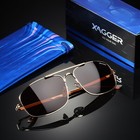 Xagger Polarized Brow Bar Aviator Sunglasses For Men Military Style Metal New