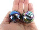 2 Boulders 35mm Supernova Milky Way Marbles Glass Oil Slick Large Huge Swirl