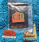 Vintage  lot Of 3  Maine Travel Lapel Hat Pins Lobster Lighthouse Trolley