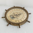 Vtg Russell Machine Co Brass Ships Wheel Thermometer Monahans Texas Oil Field