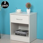 Set Of 2 Bedside Nightstand End Table With Storage Wood Shelf Organizer Bedroom