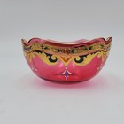 Antique Bohemian Cranberry Glass Bowl Hand Painted Enamel   Gold  Moser 1800s