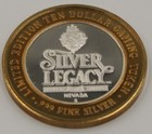 Casino Tokens  999 Fine Sliver Gaming Token Ten Dollar Silver Legacy Reno Nevada