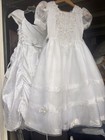 2 White Satin Girls Formal Dresses Lot Size 8 Flower Girl First Communion