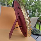 Vtg Oval Vanity Mirror Tray Gold Tone Filigree Ornate Standing Wall Hanging 
