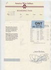  America West Airlines Ticket Jacket Route Map And Boarding Pass Ontario Tag 