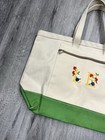 Vintage Dandux Embroidered Green Ivory Canvas Tote Bag
