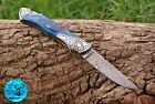 Custom Made Hand Forged Damascus Steel Folding Blade Pocket Knife Back Lock 881
