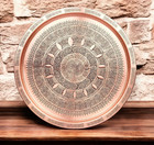 27 5in Turkish Copper Tray  Engraved Round Serving Tray  Handmade Copper Tray