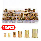 175pc Rivet Nut Kit Mixed Zinc Steel Rivnut Insert Nutsert Threaded Set M3-m12