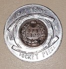 1901 Indian Head Cent Encased Lucky Penny Token Clover    i Bring Good Luck    