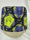 Men women Surgical Scrub Cap Lined Skulls Black Purple Lime Green 100  Cotton