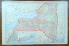 Vintage 1902 New York Map 22 x14   Old Antique Original Long Island Catskill Mtn