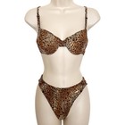 Vintage Solar Tan Thru Bikini 5 6 Animal Print Swimsuit Underwire 2-pc Set Nwt