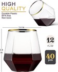 Wine Glass With Gold Rim-40 Pack  Cocktail Drinks Glasses For Wedding Party 12oz