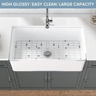 33   Large Fireclay Apron-front Farmhouse Kitchen Sink W  Strainer Drain   Grid