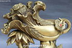 12  Unique China Pure Bronze Wealth Baicai Bai Cai Cabbage Bamboo Ruyi Statue   