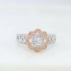 Two Tone Rose Gold Vintage Halo Champaign Floral Ring Flower Ring 1012