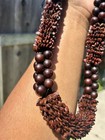 Vintage Hawaii Seed Lei Necklace - Kukui Nut  Koa Seeds  Bombona Seed