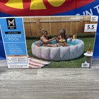 Member s Mark Inflatable Lounge Pool With Cup Holders  Rainbow