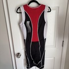 Desoto Forza Trisuit Men   s L Black Red White Skin Cooling Front Zip Pockets Bike