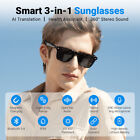 Bluetooth Smart Glasses With Speakers Eyewear Music Translator Headphones Black