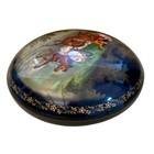 Fedoskino Lacquer Box Russian Troika Scene Signed 1989 Embossed Lacquer 6 75   