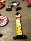 Vintage Sevi Hand Painted Wooden Greek Letters 3 5    Clown Decor Lot Of 7 Scrtkpl