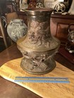 Antique Japanese Meiji Bronze Very High Relief Sculptural Large 14  Tall-signed