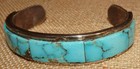 Navajo  Native American Sterling Silver Inlaid Turquoise Cuff Bracelet
