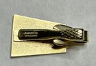 Vintage Helicopter Tie Clip Black Enamel Gold Tone Robbins Co Attleboro