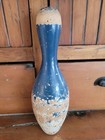 Vintage Primitive Wood Painted Bowling Pin 15  Farmhouse