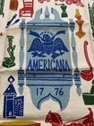 Vintage New Leacock Pure Linen Kitchen Tea Towel American 1776 Hand Printed