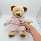 Ty Pluffies Pj Bear Brown Pink Hooded Pajamas Sewn Eyes Plush 10  Lovey Toy 2010