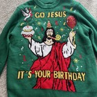 Lubot Happy Birthday Jesus Green Ugly Sweater Sz Small Nwot 